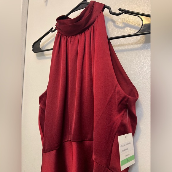 Maroon Satin Cocktail Dress - Picture 4 of 6